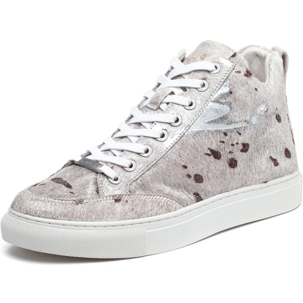 J/Slides Women's Ludlow Lace Up Rounded Toe Sneaker Black Metallic Mult Embossed